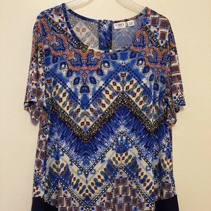 Cato Women Blue/orange blouse sz 14/16w